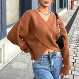 Pbong  New Autumn Winter Knitted Cropped Sweater Y2K Tops Women Long Sleeve Pullovers Sweater Legular Fashion Sweater Pull