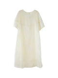 Pbong  Elegant White Lantern Sleeve Dress Women's Summer New Style Embroidery Heavy Work Long Dress Luxury Feel Straight Cut Skirt