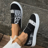 Pbong  Fashion Women's Flat Shoes Casual Sneaker Vulcanized Shoes Slip-on Fashion Snake-print Leopard Color Trend Big Size 36-43