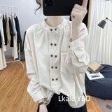 New Spring Autumn Women's Blouse 2025 Stand Up Collar Versatile Ladies  Shirt Fashion Double Breasted Buttons Leisure Lady Top