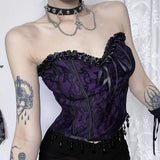 Gothic Crop Tops Black Spaghetti Strap Corset Tops New Goth Punk Grunge Fairy Core Sexy Y2K Halloween Clothing