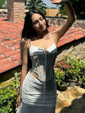 Classic High Slits Skirts Women See Through Folds Skinny Summer Trend Street Simple Versatile Girly Temperament Bottoms