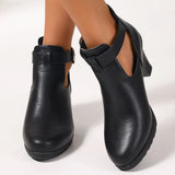 Pbong  Women's Closed-Toe High Heels with Single Strap and Chunky Heel, Stage Performance Dance Shoes, Single Shoes, Mother's Shoes