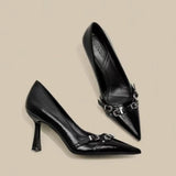 Pbong  High Heeled Shoes for Women Spring/summer New Item Pointed Thin Single Shoes Black Light Mature High Heels Womens Pumps