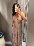 Sexy Sequin Ruffles Sling Mini Dresses Women Vintage Sleeveless Beads V-neck Slim Party Dress Female Spring Chic Streetwear