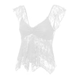 Fairy Coquette Tank Top y2k Women Sheer See Through V Neck Sleeveless Double Layered T Shirt Lace Vest Club Streetwear
