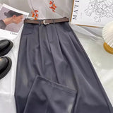 Elegant Womens High Waisted Suits Pants Spring Summer 5 Solid Colors Trousers with Pockets Casual Office Lady Pants