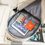 Pbong  Solid Color Backpack Women Multi-pocket College Book Bag Casual Laptop Backpacks Men Schoolbag For Teenage School Bags For Girls
