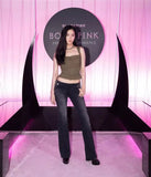 Vintage Distressed Low Waist Jeans Grunge Asymmetrical Waist Denim Pant Korean Fashion Black Flare Jeans Kpop Streetwear