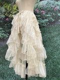 Gothic Lolita Lace Mesh Ruffles Fairy Princess Party Skirt Women Asymmetrical Cute Curtain Sheer Cover Up Thin Long Skirt White