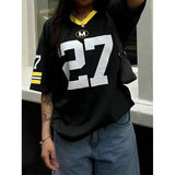 Women's Summer V-Neck Loose Casual Numeric Print T-Shirt Graphic Tee  Tops Loose And Breathable Sports Jersey Trendy T-shirt