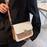 Mini Contrast Color PU Leather Crossbody Side Bags for Women Small Fashion Luxury Brand Trendy Handbag Simple Shoulder Bag