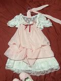 Japanese Kawaii Lolita Dress Sets Harajuku Sweet Short Party Dress Vintage Polka Dot Strap Dress + Short Cardigan Summer Suits