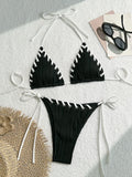 Halter Wrinkled Weave Bikini Women Swimwear Female Swimsuit Two Pieces Bikini Set Brazilian Bathing Suit Swim Beach Wear