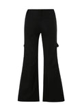 Pbong  Women Chain Cargo Pants Dark Academia Hip Hop Punk Gothic Trousers High Waist Straight Long Pants Streetwear