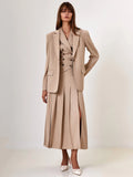Autumn Two Piece Sets Women Double-breasted Vest And Split Skirt Matching Sets Fashion Long Pleated Skirt Two Piece Set
