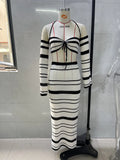 Sexy Knitted Sling Bikini Long Skirts Suit Women Casual Strap Lace Up Tube Tops + Skirt 2 Pieces Set Female Summer Beach Outfit
