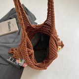 Women Knitted Hobo Tote Bag Big Knit Shoulder Bags Large Capacity Daily Shopping Travel Handbags and Purses Summer New