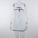 Girls White Dresses Strapless Bandage Backless High Waist Bodycon Backless Package Hip Short Evening Party Dress Y2K Streetwear
