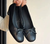 Summer New Woman Casual Square Head Flats Flock Ballerina Church Flats Female Suede Elegant Soft Sole Women Shoes