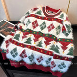 Christmas New Fashion Atmosphere Contrast Color Sweater Men And Women Couples Pullover Sweater Casual Joker Loose Top Tide Brand