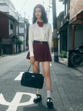 Fashion Solid Gray Pleated Short Skirt 2025 New Spring Summer High Waist A-line Women Skirts College Style Sweet Woman Clothing
