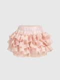 Pbong  Kawaii Women's Cute Fashion Multi-Layer Ruffle Skirt Pants, Suitable For Gatherings, Birthdays And Occasions