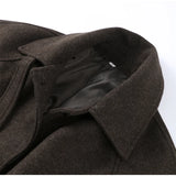 Elegant Grey Belt Long Faux Wollen Coat Women Lapel Double Breasted Street Coats Female 2025 Autumn Winter New Lady Peacoat