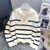 Sweater pullover women Spring and Autumn underwear 2024 New zipper stripe underlay short style popular premium sweater female