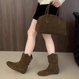 Elegant Comfortable Women's Shoes Autumn Winter Height-increasing Women's Boots Retro Minimalist Midsole Round Toe Boots 44