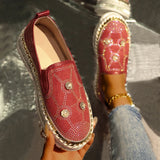 Pbong  Large Shiny Crystal Decor Casual Shoes Woman Plus Size Thick Sole Non Slip Flats Mujer Women's Light Comfort Platform Loafers