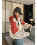 Vintage Patchwork Cargo Jacket Women Loose Preppy Style Long Sleeve Sweet Coat Casual Fall Female Retro All Match New Tops