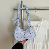 Pbong  New Fashion Oxford Cloth Large Capacity Single Shoulder Bag Women's Underarm Bag Butterfly Knot Print Casual Simple City...