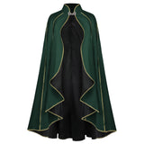 Medieval Women Delux Queen Velvet Gothic Cloak Green Vampire Pirate Halloween Carnival Wizard Witch Cosplay Costume Men Women