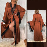 Pbong  Sexy High Waisted Split Party Dresses Casual Kimono Robe Women's Lace Up Bathrobe New Spring Summer Satin Loose Robe Vestidos