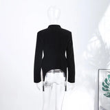Pbong   Autumn Women's Short Jacket Black Single Breasted Stand Collar Long Sleeve Irregular Hem Female Coat Fashion Streetwear New