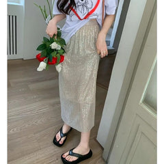 Autumn Winter Sequins Streetwear Harajuku Y2K Loose Casual Skirt Lady Elegant Fashion Trend All-match Skirts Women's Clothing