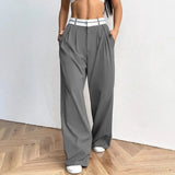 Pbong  Loose Wide Leg Suit Pants New Style Comfortable Fit Long Trousers for Women Elegant Fashionable AE Stock Origin China