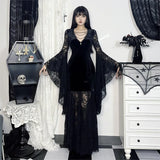 Halloween Gothic Women Dress Long Sleeve High Waist Dresses New Goth Aesthetic 9Os Sexy Slim Party Club Dress
