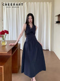 Lace Pathwork Sleeveless Long Modest Dress Summer 2025 Party Evening Dress 2025 V Neck Tunics A Line Midi Dress Clothes