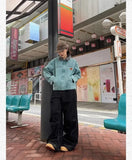 Grunge Black Jeans Women Y2k Vintage Oversized High Street Wide Cargo Denim Trousers Casual Baggy Straight Denim Pants