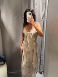 Sexy Sequin Ruffles Sling Mini Dresses Women Vintage Sleeveless Beads V-neck Slim Party Dress Female Spring Chic Streetwear