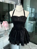 Pbong  French Style Sweet Cute Polka Dot Splicing Dress Lace Bow Korean Fashion Dresses New Design Slim Waist Lady Y2k Mini Dress