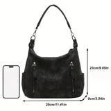 Pbong  Vintage Synthetic Faux Leather Handbag with Multiple Pockets Large Capacity Zipper Closure Adjustable Strap Golden Tone Hardware