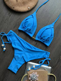 New Sexy Triangle Bathing Suit for Women Brazilian Bikinis Halter Swimwear Push Up Swimsuit Metal Chain Beach Bikini Set