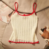 Pbong  Sexy Hollow Out Knitted Camisole Vest For Women Y2k Slim Fit Sleeveless Tops Mujer Summer New Bottoming Straples Tank Top
