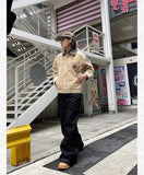 Grunge Black Jeans Women Y2k Vintage Oversized High Street Wide Cargo Denim Trousers Casual Baggy Straight Denim Pants