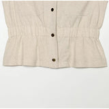 Pbong  Linen Blend Stand Collar Sleeveless Pocket Vest Cinched Waist Sleeveless Summer Women Outerwear Minimal Chic Lady Chaleco