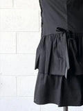Y2k Vintage Black Lace Shirt Dress for Women Slim Waist All-match Dresses Summer New Short Sleeve Vestidos De Mujer