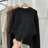Women Sweater with Zipper Waist Long Sleeve Pullovers Zip Plain Knitted Jumper Teen-girl Fashion Fall Winter Y2K Outfit